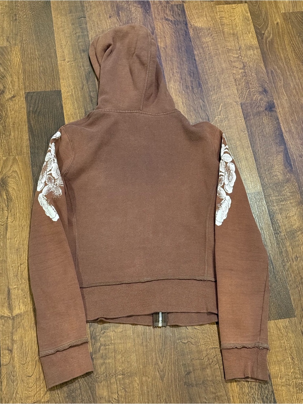 Y2K Roxy Brown Floral Zip-Up Hoodie Jacket (size large) - Picture 3 of 6